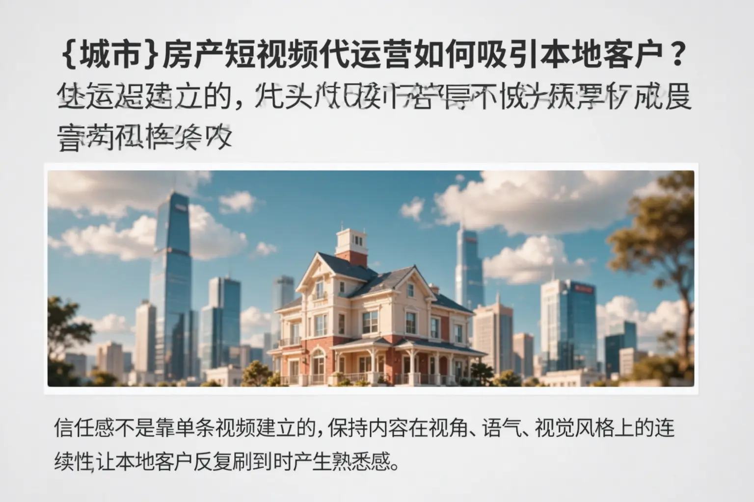 阿克苏房产短视频代运营如何吸引本地客户？